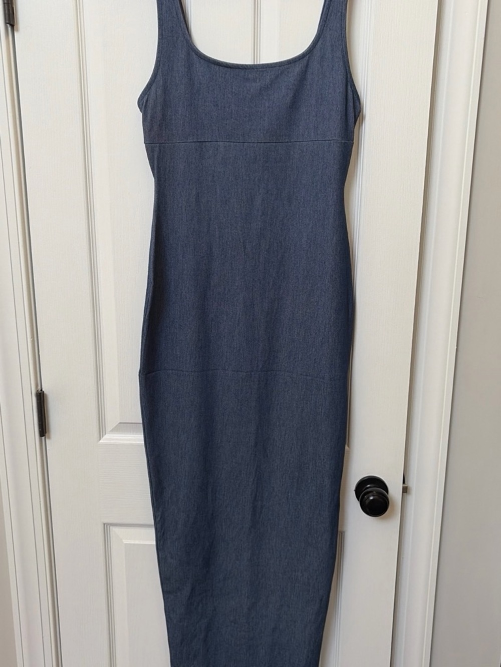 naked wardrobe Scoop Neck Midi Dress in Denim Blue